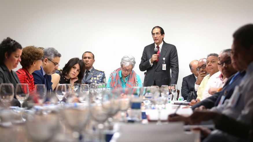 El ministro de la Presidencia, Gustavo Montalvo, hizo el anuncio en presencia de comunicadores, funcionarios y otras personales, en rueda de prensa en el Palacio Nacional./elDinero