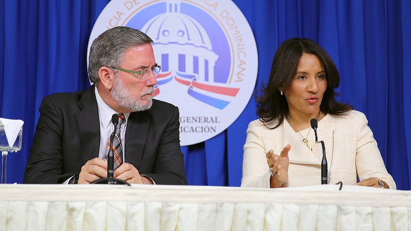 Roberto Rodríguez Marchena y Zoraima Cuello, vocero de la Presidencia y viceministra de la Presidencia, respetivamente.