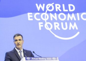 Pedro Sánchez durante su intervención en el Foro Económico Mundial que se celebra en Davos (Suiza)
WORLD ECONOMIC FORUM
17/1/2023