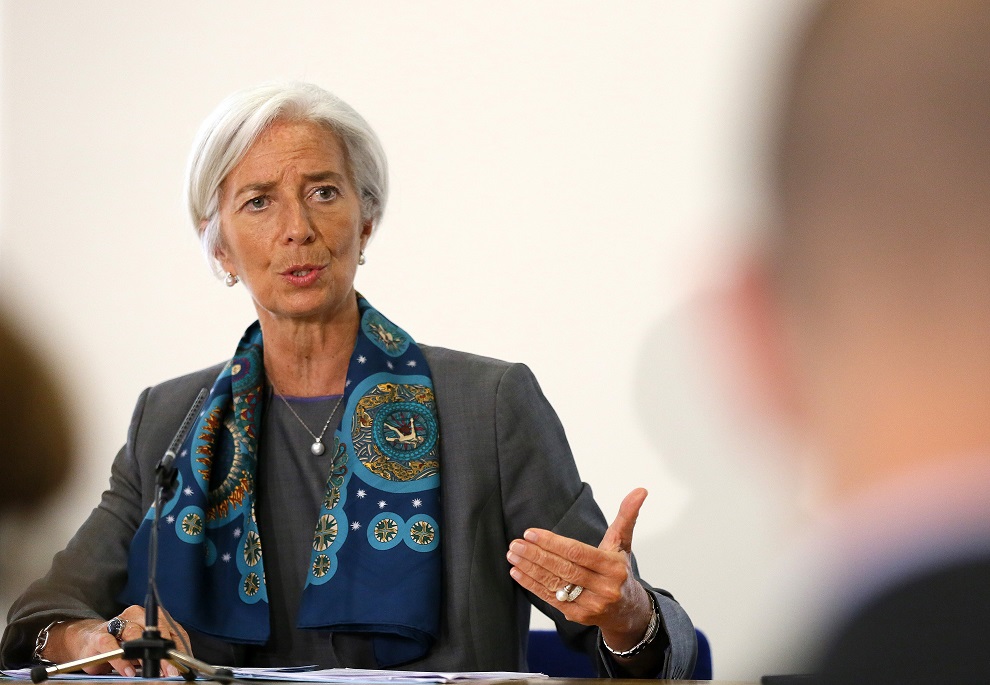 imf managing director christine lagarde prepares to host a news conference at the treasury, in london