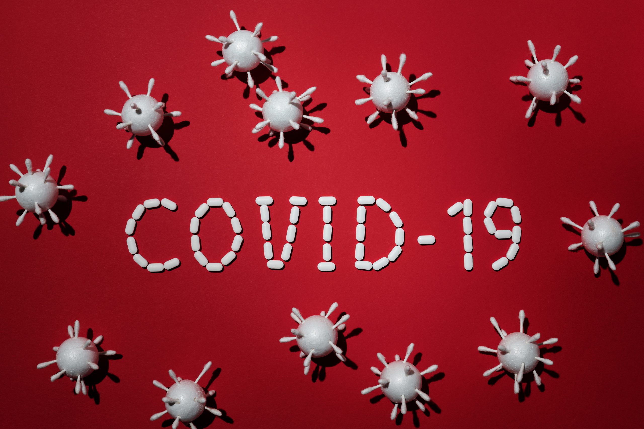 concept of covid 19 in red background coronavirus