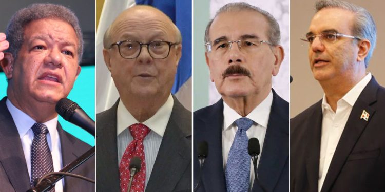 Los presidentes Leonel Fernández, Hipólito Mejía, Danilo Medina y Luis Abinader.